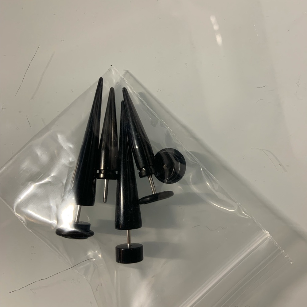 Fake faux black tapers gauges